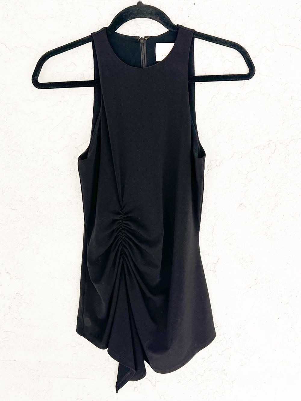 Cinq a Sept Gathered Drape Front Sleeveless Halter Top Black Size Small